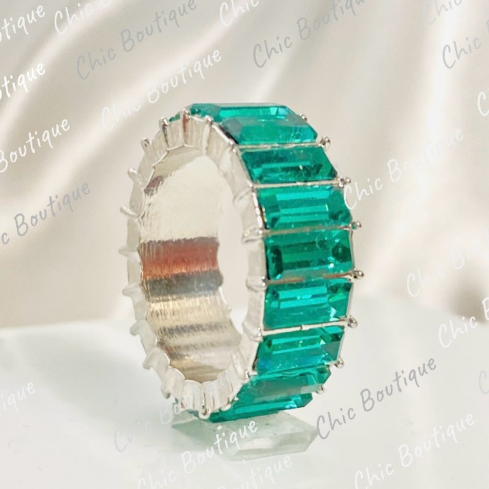 (501) Silver Plated Green CZ  Women's Ring